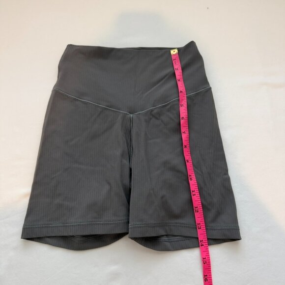 OFFLINE by Aerie Real Me Extra Biker Shorts Grey Ribbed High Rise Athletic - Picture 2 of 4